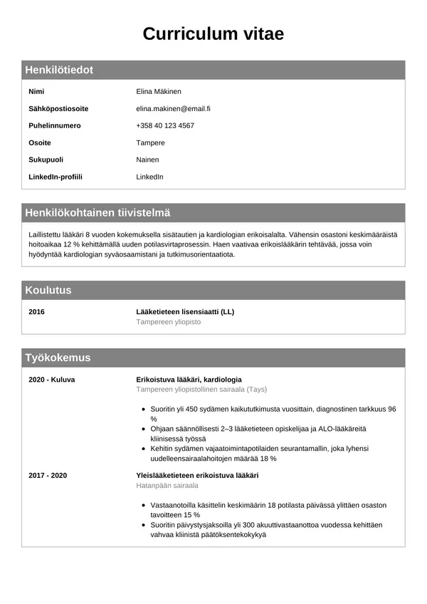 CV-pohja — Tyyli 7