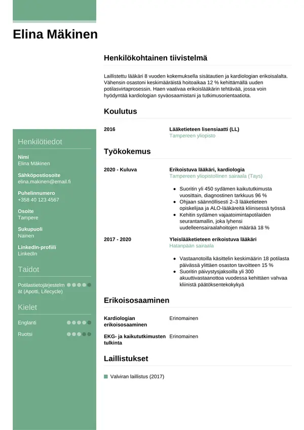 CV-pohja — Tyyli 8