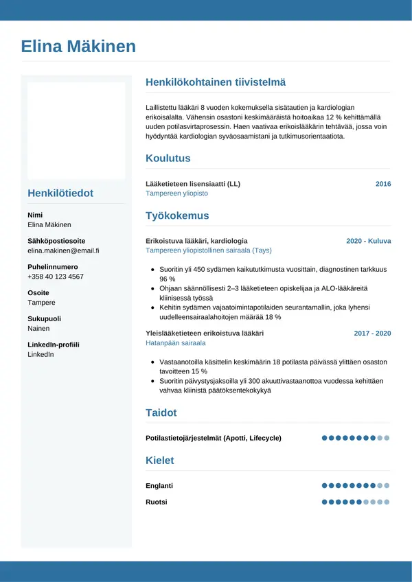 CV-pohja — Tyyli 9