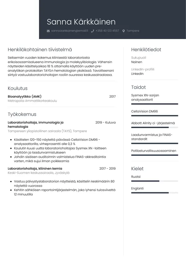CV-pohja — Tyyli 1