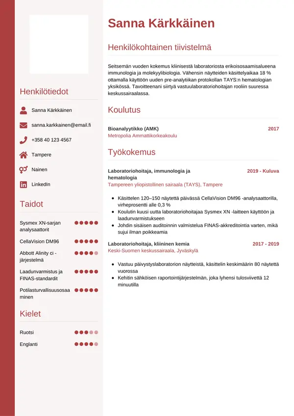 CV-pohja — Tyyli 10