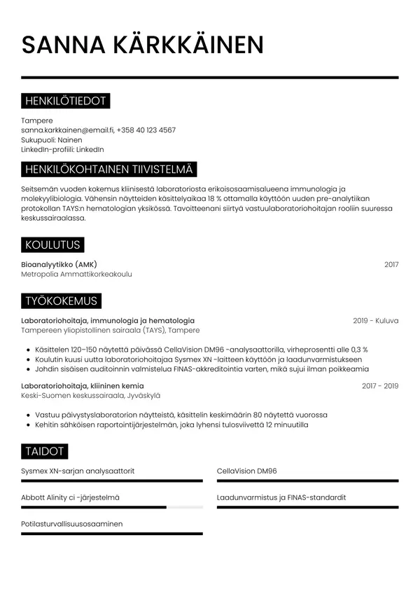 CV-pohja — Tyyli 11