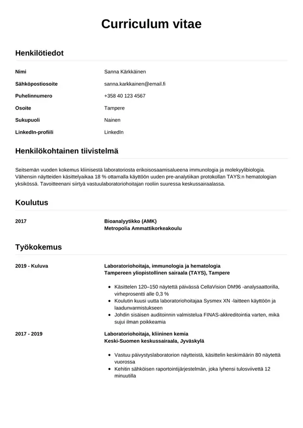 CV-pohja — Tyyli 12