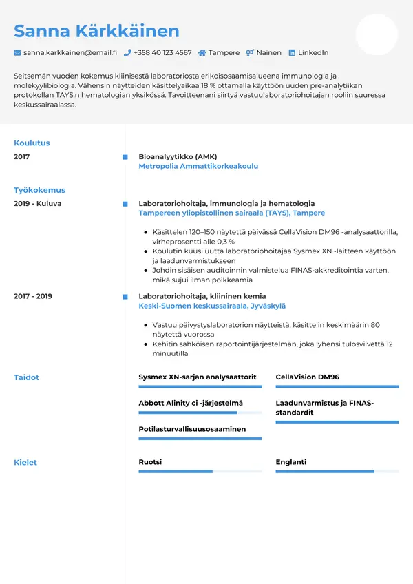 CV-pohja — Tyyli 2