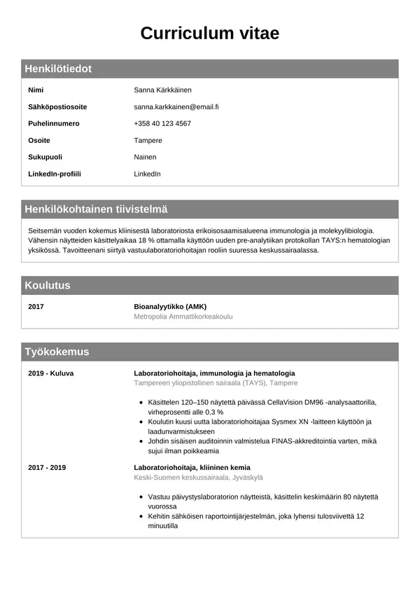 CV-pohja — Tyyli 7