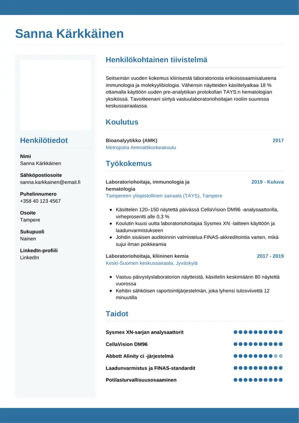 CV-pohja — Tyyli 9