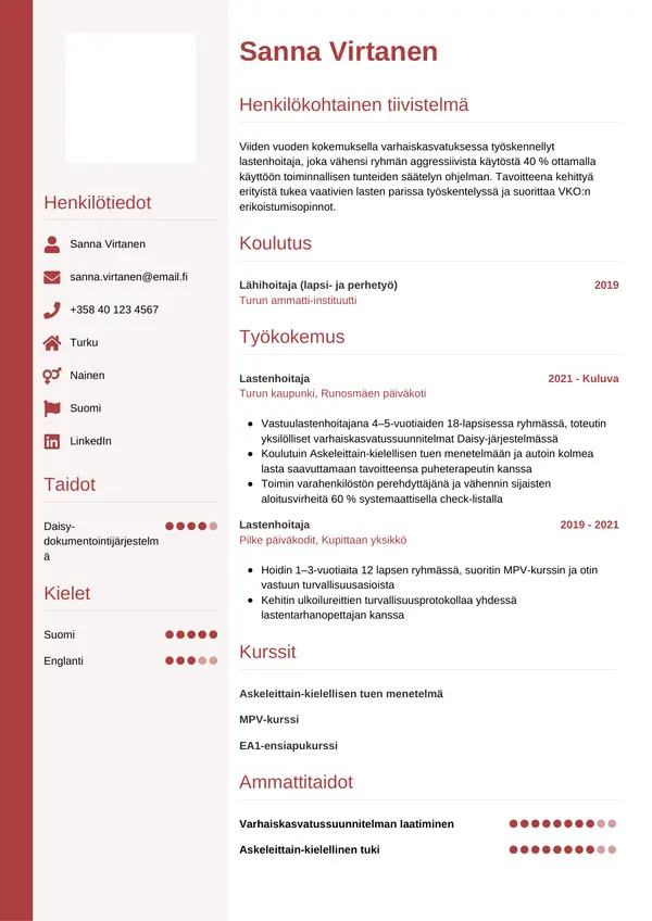 CV-pohja — Tyyli 10