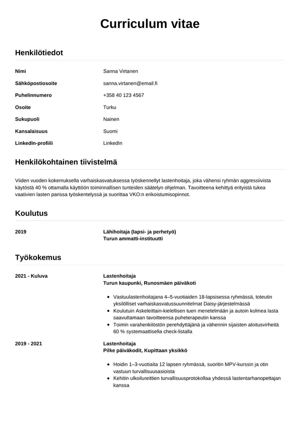 CV-pohja — Tyyli 12