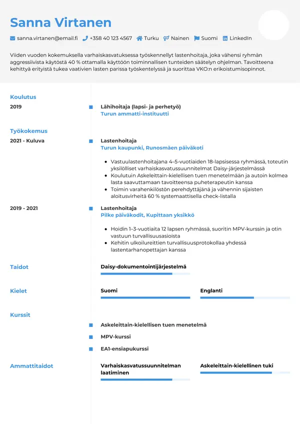 CV-pohja — Tyyli 2