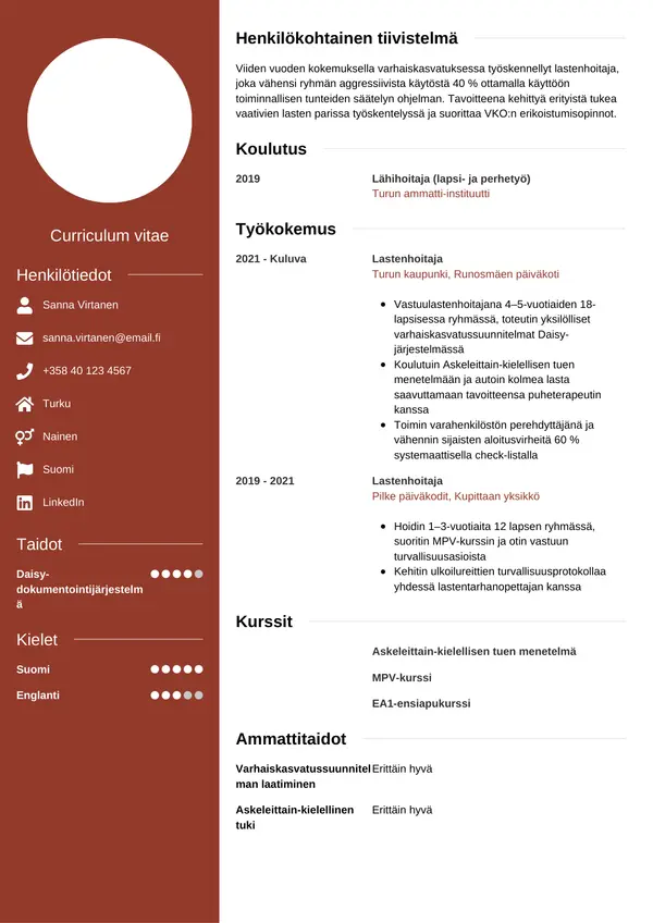 CV-pohja — Tyyli 5