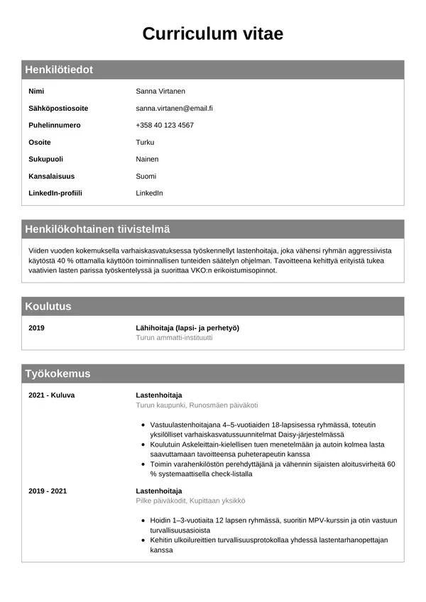 CV-pohja — Tyyli 7