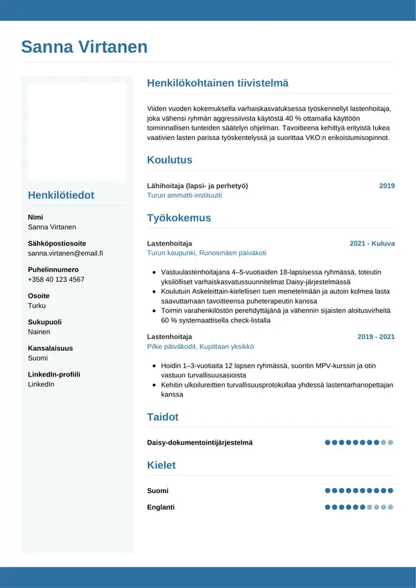 CV-pohja — Tyyli 9