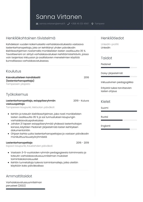 CV-pohja — Tyyli 1