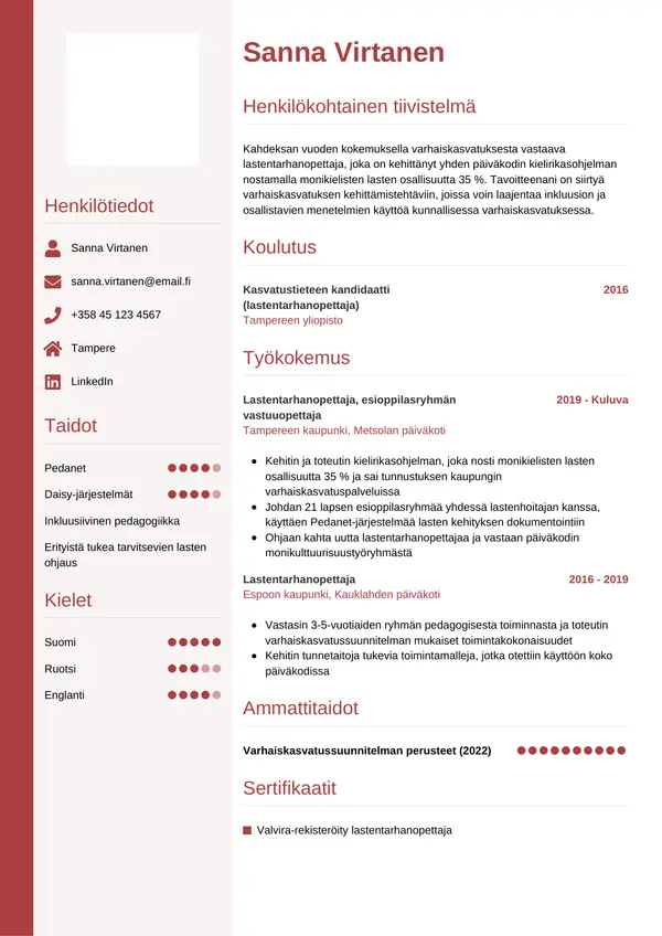 CV-pohja — Tyyli 10