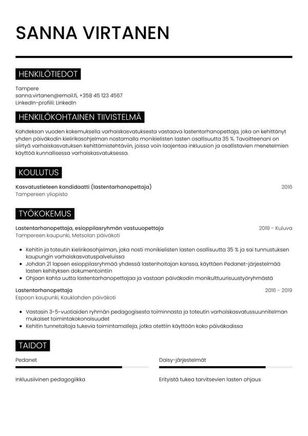 CV-pohja — Tyyli 11