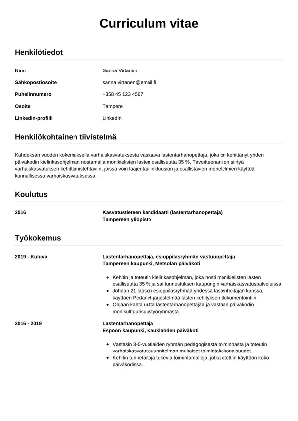 CV-pohja — Tyyli 12