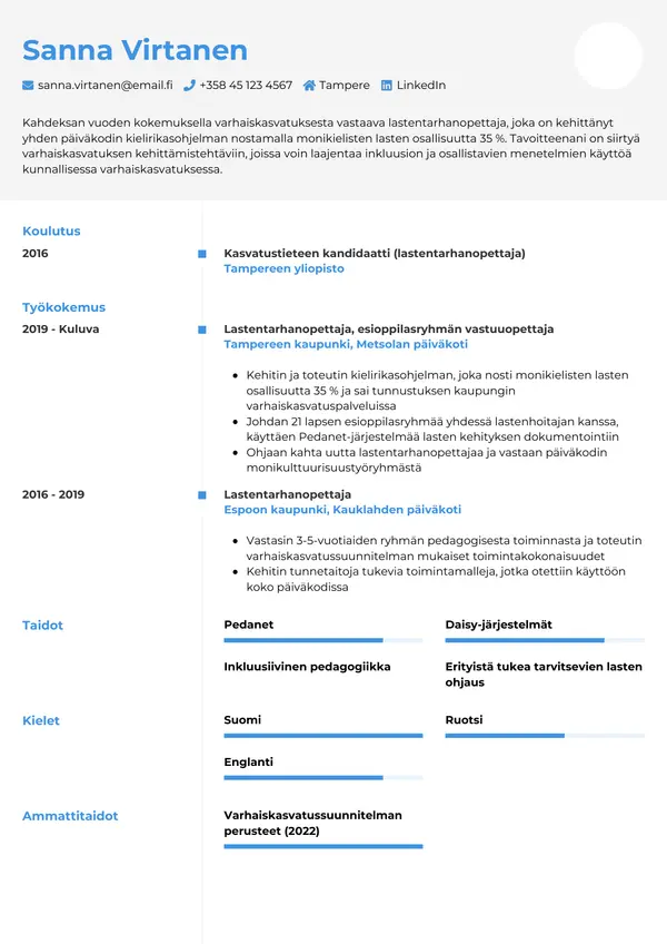 CV-pohja — Tyyli 2