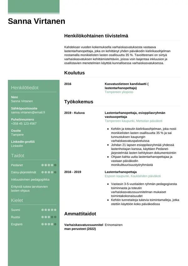 CV-pohja — Tyyli 8