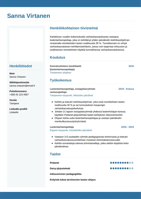 CV-pohja — Tyyli 9