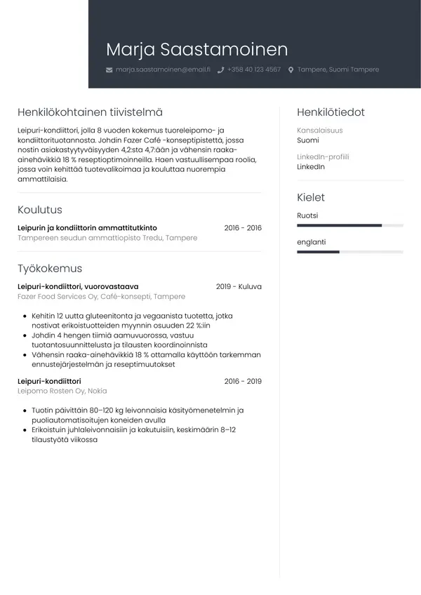 CV-pohja — Tyyli 1