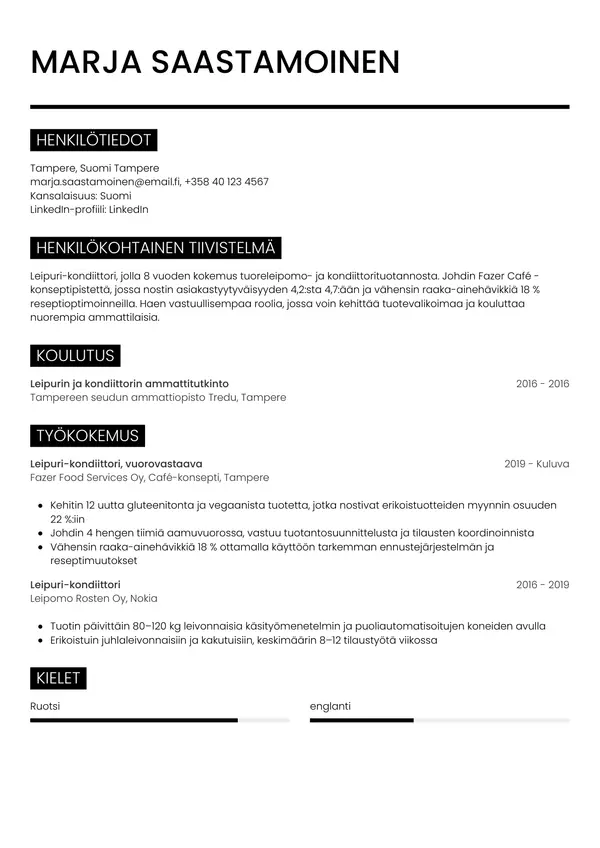 CV-pohja — Tyyli 11