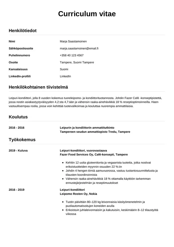 CV-pohja — Tyyli 12