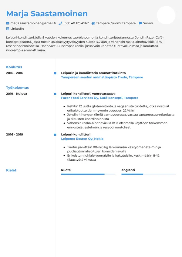 CV-pohja — Tyyli 2