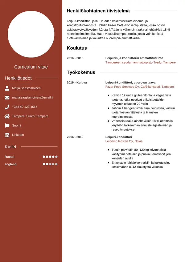 CV-pohja — Tyyli 5