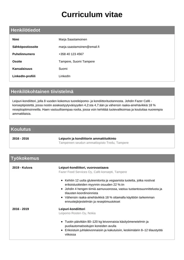 CV-pohja — Tyyli 7