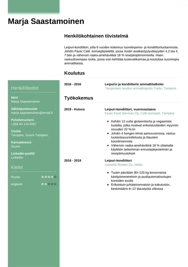 CV-pohja — Tyyli 8