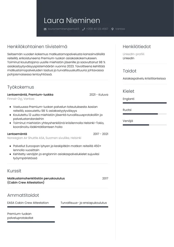 CV-pohja — Tyyli 1