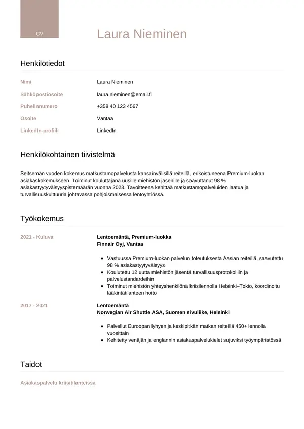 CV-pohja — Tyyli 6