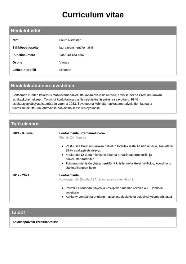 CV-pohja — Tyyli 7