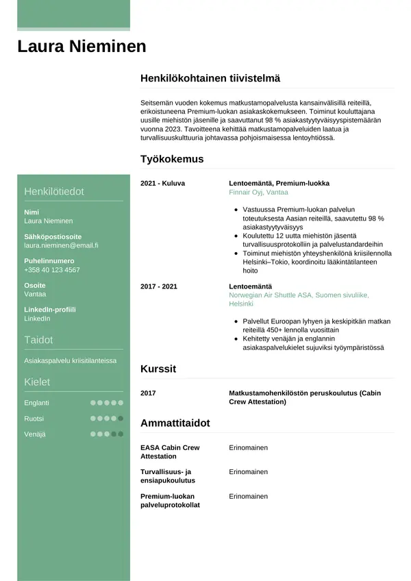 CV-pohja — Tyyli 8