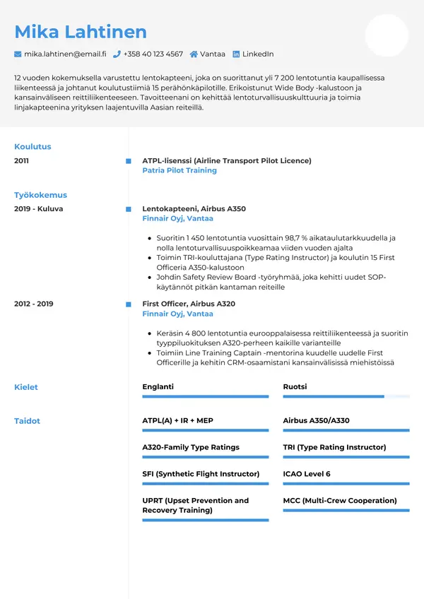 CV-pohja — Tyyli 2