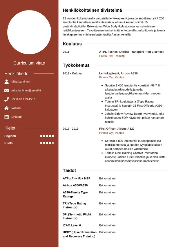 CV-pohja — Tyyli 5