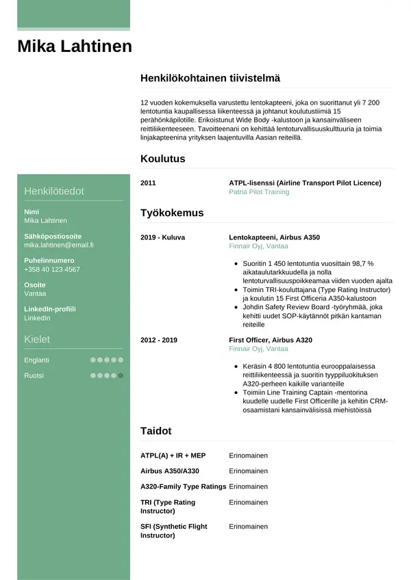 CV-pohja — Tyyli 8