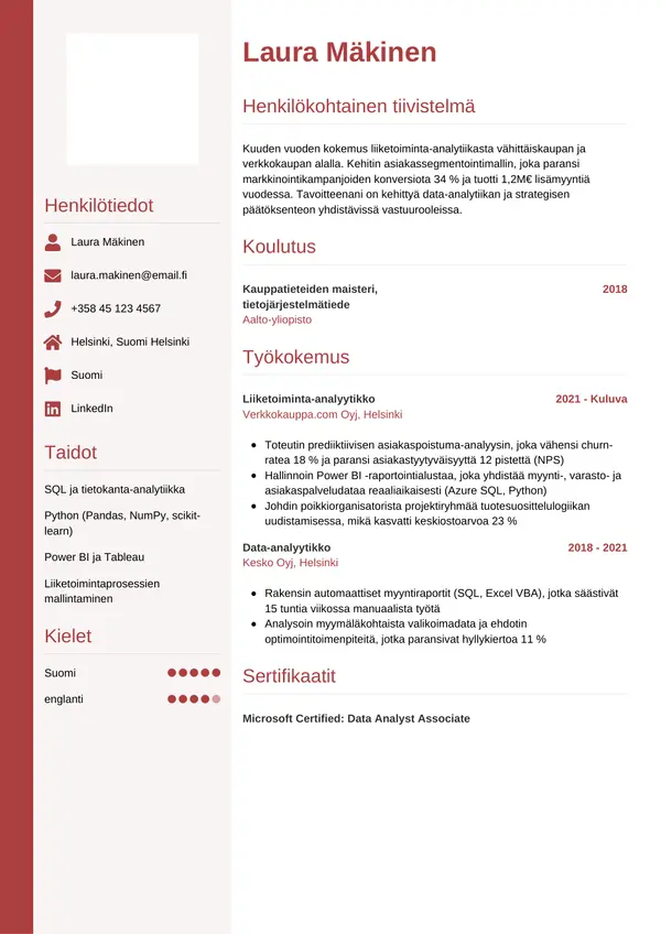 CV-pohja — Tyyli 10