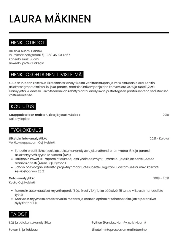 CV-pohja — Tyyli 11