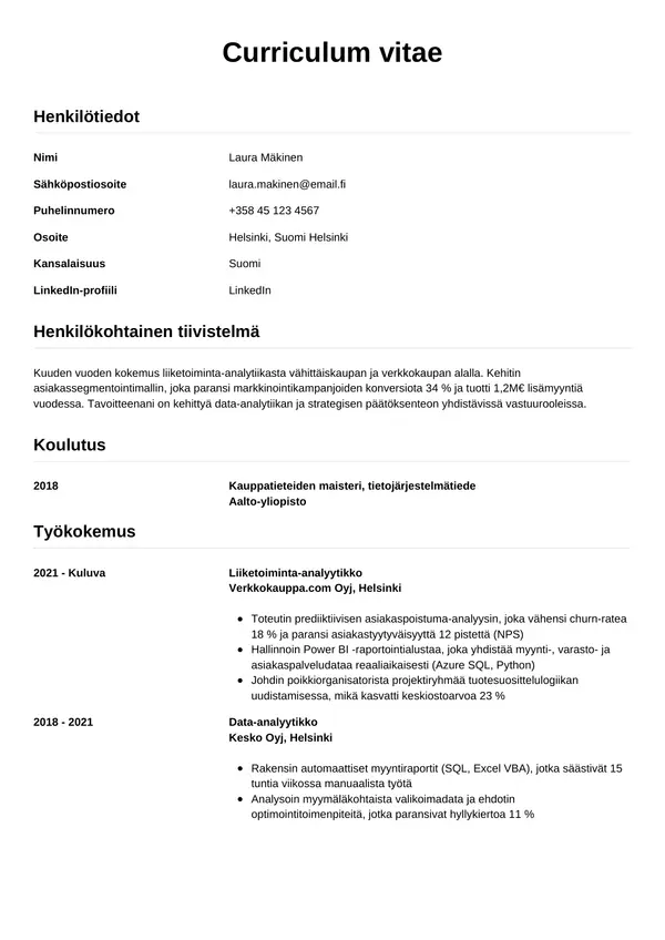 CV-pohja — Tyyli 12