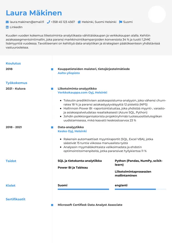 CV-pohja — Tyyli 2