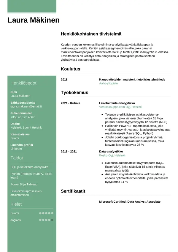 CV-pohja — Tyyli 8