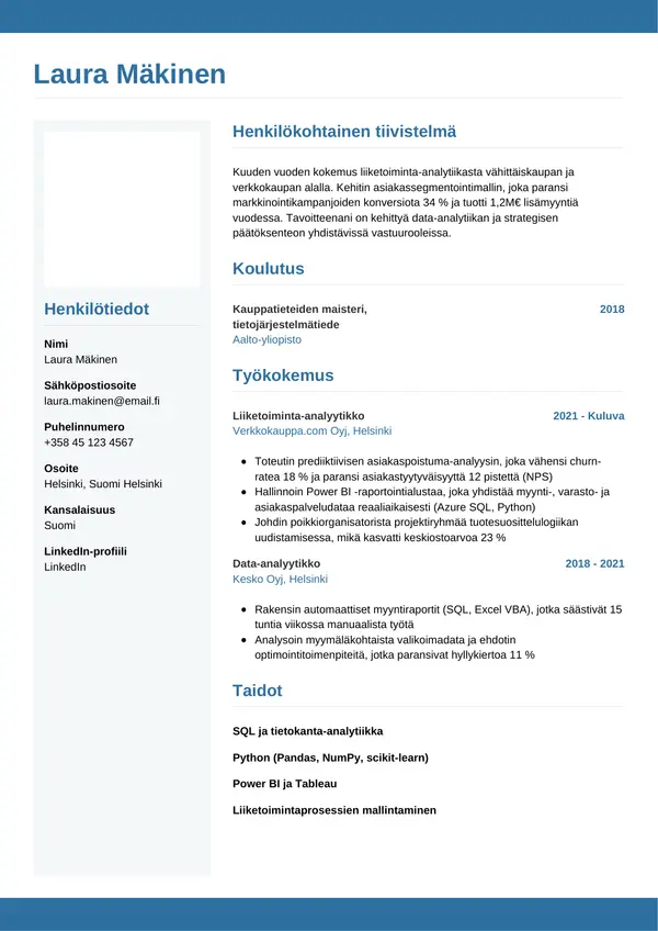 CV-pohja — Tyyli 9