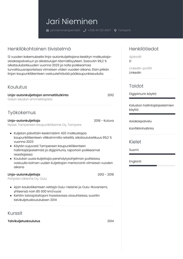 CV-pohja — Tyyli 1