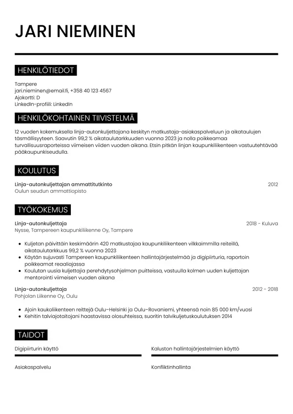 CV-pohja — Tyyli 11