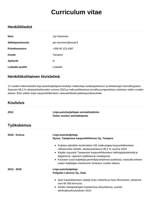 CV-pohja — Tyyli 12
