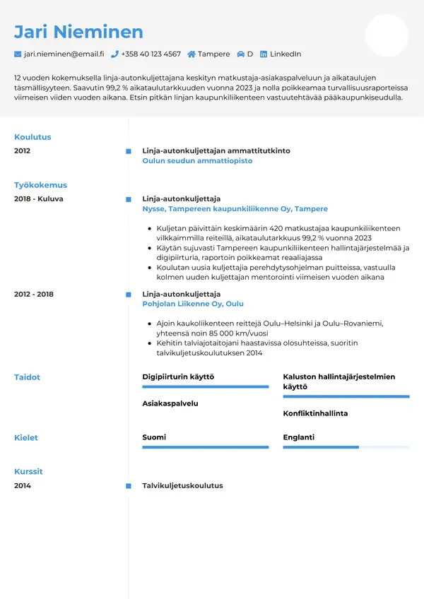CV-pohja — Tyyli 2