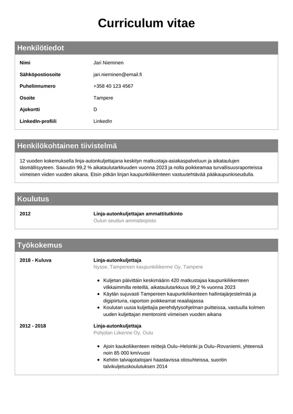 CV-pohja — Tyyli 7