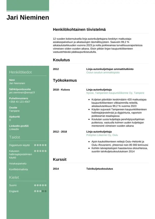 CV-pohja — Tyyli 8