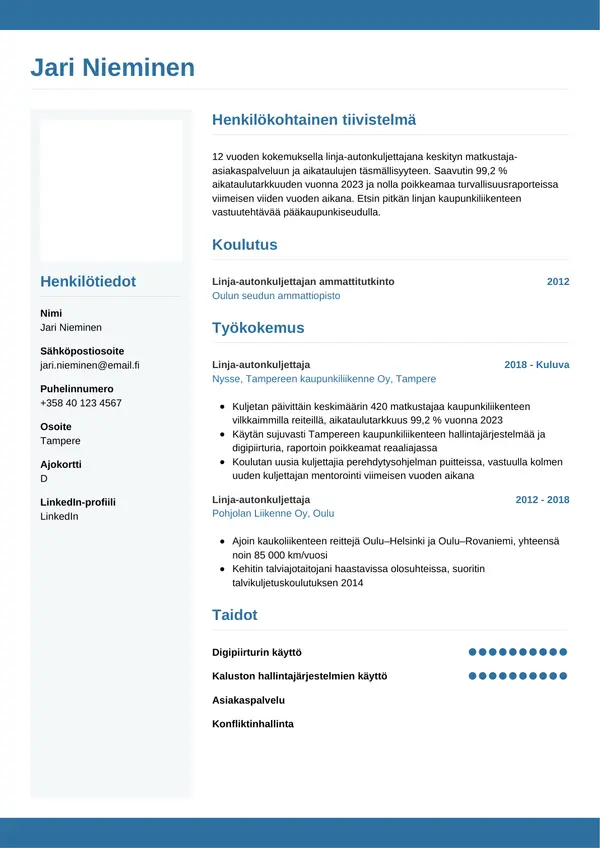 CV-pohja — Tyyli 9